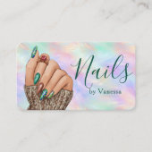 Chic Iridescent Opal Manicurist Artist Nail Studio Visitekaartje (Voorkant)