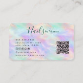 Chic Iridescent Opal Manicurist Artist Nail Studio Visitekaartje (Achterkant)