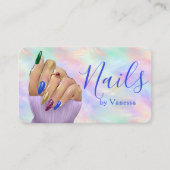 Chic Iridescent Opal Manicurist Nail Artist Studio Visitekaartje (Voorkant)