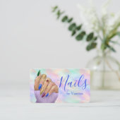 Chic Iridescent Opal Manicurist Nail Artist Studio Visitekaartje (Staand voorkant)