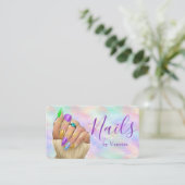 Chic Iridescent Opal Nail Studio Manicurist Artist Visitekaartje (Staand voorkant)