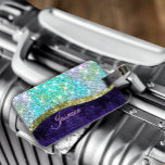 Chic Iridescent paars-blauwe faux-monogram Bagagelabel<br><div class="desc">, elegante, girale, zilverkleurige en iriserende faux-glitter in eenhoorn, regenboog, blauwgroen, aqua, paars blauw kleurenontwerp voor de trendbarende en kunstliefhebbende heuptrendsetter. Dit stijlvolle, stijlvolle design is geweldig voor meisjes die genieten van klare, dunne design. Show van uw persoonlijke stijl, stijlvol, stijlvol, stijlvol en stijlvol met een uniek ontwerp op uw...</div>