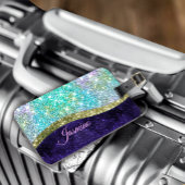 Chic Iridescent paars-blauwe faux-monogram Bagagelabel