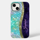 Chic Iridescent paars-blauwe faux-monogram Case-Mate iPhone Case (Achterkant)