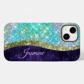 Chic Iridescent paars-blauwe faux-monogram Case-Mate iPhone Case (Achterkant (horizontaal))