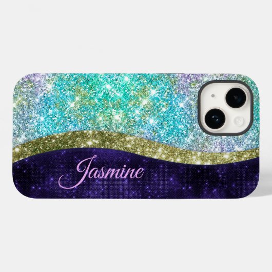 Chic Iridescent paars-blauwe faux-monogram Case-Mate iPhone Case (Achterkant (horizontaal))