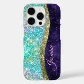 Chic Iridescent paars-blauwe faux-monogram Case-Mate iPhone Case (Achterkant)