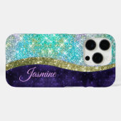 Chic Iridescent paars-blauwe faux-monogram Case-Mate iPhone Case (Achterkant (horizontaal))