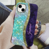 Chic Iridescent paars-blauwe faux-monogram Case-Mate iPhone Case