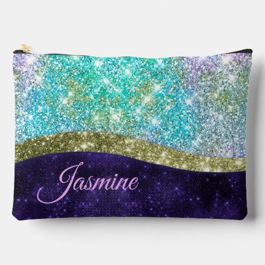 Chic Iridescent paars-blauwe faux-monogram Etui (Voorkant)