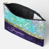 Chic Iridescent paars-blauwe faux-monogram Etui (Open)