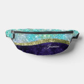 Chic Iridescent paars-blauwe faux-monogram Heuptasje (Liggend)