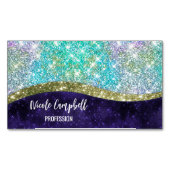 Chic Iridescent paars-blauwe faux-monogram Magnetisch Visitekaartje (Voorkant)