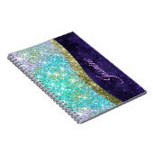 Chic Iridescent paars-blauwe faux-monogram Notitieboek (Rechterzijde)