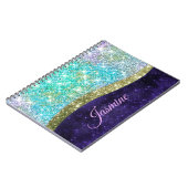 Chic Iridescent paars-blauwe faux-monogram Notitieboek (Linkerzijde)