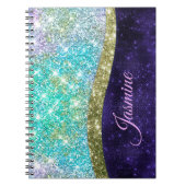 Chic Iridescent paars-blauwe faux-monogram Notitieboek (Voorkant)