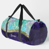 Chic Iridescent paars-blauwe faux-monogram Plunjezak (Rechterhoek)