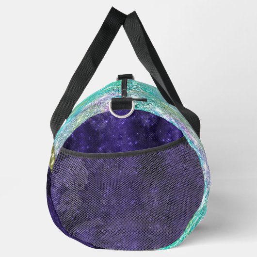 Chic Iridescent paars-blauwe faux-monogram Plunjezak (Rechts)