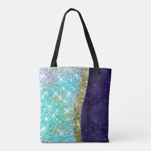 Chic Iridescent paars-blauwe faux-monogram Tote Bag (Achterkant)