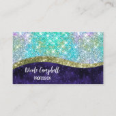 Chic Iridescent paars-blauwe faux-monogram Visitekaartje (Voorkant)