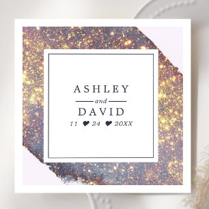Chic Iridescent Paars Gold Glitter Wedding Servet