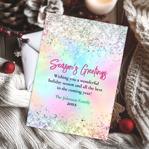 Chic iriserende glitter kerst nieuwjaar groet kaart