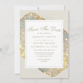 Chic iriserende glitter Save the Date Kaart (Voorkant)