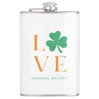Chic Irish Love Shamrock Groen en Sinaasappel Heupfles