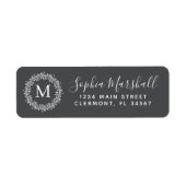 Chic Iron Gray White Monogram Return Label (Voorkant)