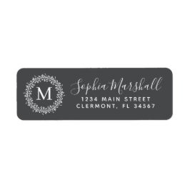 Chic Iron Gray White Monogram Return Label