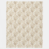 Chic  Ivoor Damask Subtle Waterverf Motieven Fleece Deken (Voorkant)