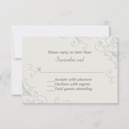 Chic Ivoor en White Classic Wedding RSVP Kaart (Voorkant)