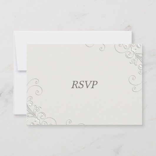 Chic Ivoor en White Classic Wedding RSVP Kaart (Achterkant)