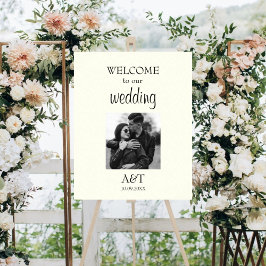 Chic ivoor foto bruiloft welkomstbord poster