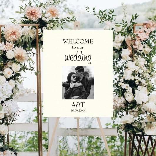 Chic  ivoor foto bruiloft welkomstbord poster