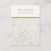 Chic Ivoor Gold Terrazzo Marmeren Textuur Ketting Visitekaartje (Voorkant)