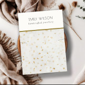 Chic Ivoor Gold Terrazzo Marmeren Textuur Ketting Visitekaartje