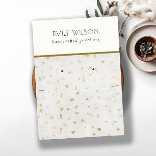 Chic Ivoor Goud Terrazzo Textuur Ketting Oorbel Visitekaartje