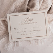 Chic Ivory and Taupe Border | Luxe Neutral Wedding RSVP Kaartje