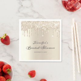 Chic Ivory Dripping Glitter Script Vrijgezellenfee Servet