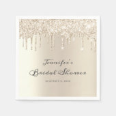 Chic Ivory Dripping Glitter Script Vrijgezellenfee Servet (Voorkant)