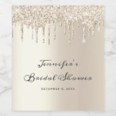 Chic Ivory Dripping Glitter Script Vrijgezellenfee Wijn Etiket (Enkel label)