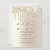 Chic Ivory Driving Glitter Elegant Script Wedding Kaart (Voorkant)