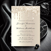 Chic Ivory Driving Glitter Elegant Script Wedding Kaart