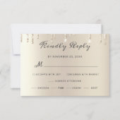 Chic Ivory Driving Glitter Elegant Script Wedding RSVP Kaartje (Voorkant)