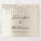 Chic Ivory Driving Glitter Elegant Script Wedding Sparkling Wijnetiket (Enkel label)