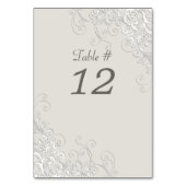 Chic Ivory en White Classic Wedtable Number Kaart (Achterkant)