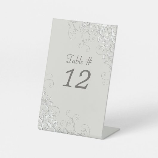 Chic Ivory en White Classic Wedtable Number Reclamebord Met Voetstuk (Voorkant)