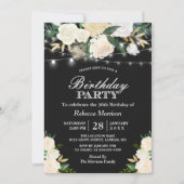 Chic Ivory Floral String Lithday Party Kaart (Voorkant)