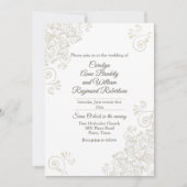 Chic Ivory Flourish Wedding Invitation Kaart (Voorkant)